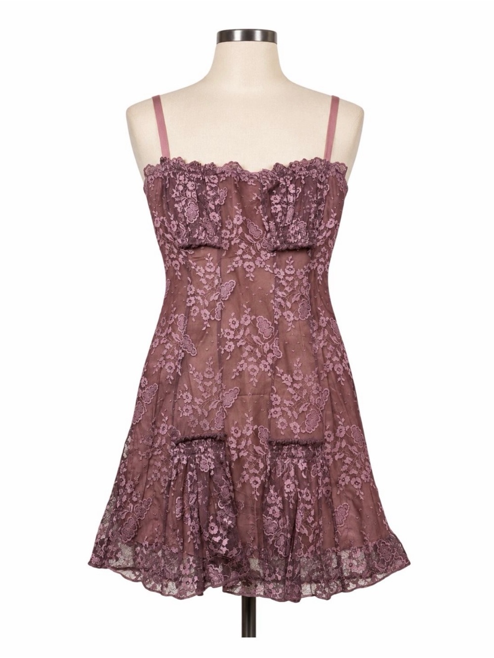 Philosophy di Alberta Ferretti Y2K Mauve Lace Mini Dress US 6